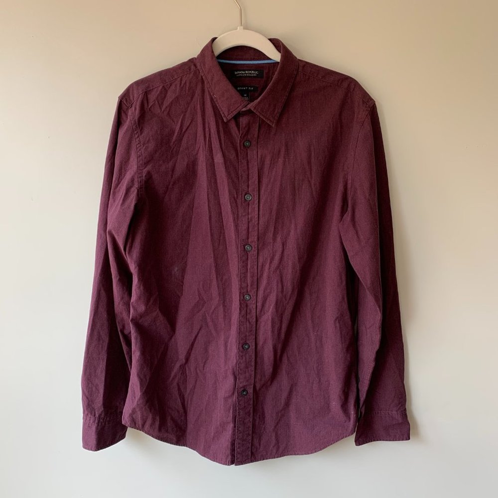 Banana Republic Slim Dress Shirt Mens M Maroon